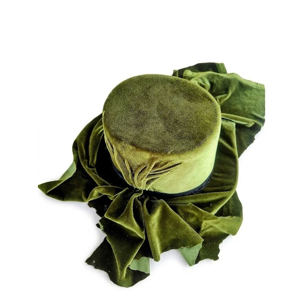 Victorian Steampunk Green Velvet Top Hat Dark Witch Cosplay Mad Hatter Hat